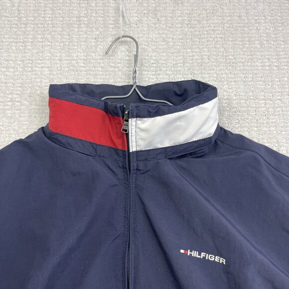Tommy Hilfiger Jacket Men L Blue Yacht Sailing Full Zip Collared Hidden Hood - Picture 2 of 16